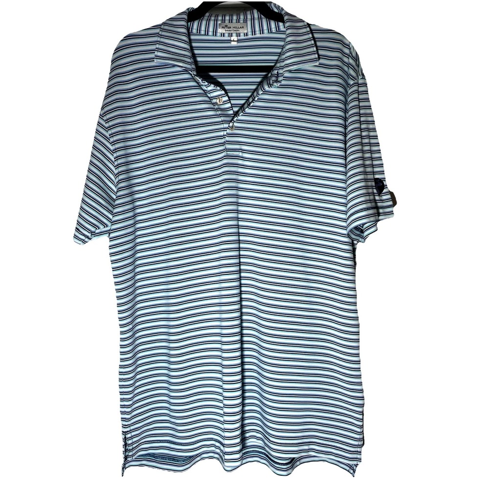 Peter Millar Summer Comfort Polo Large Excellent Condition Blue Striped